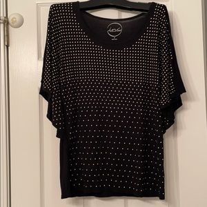 INC black kimono grommet shirt